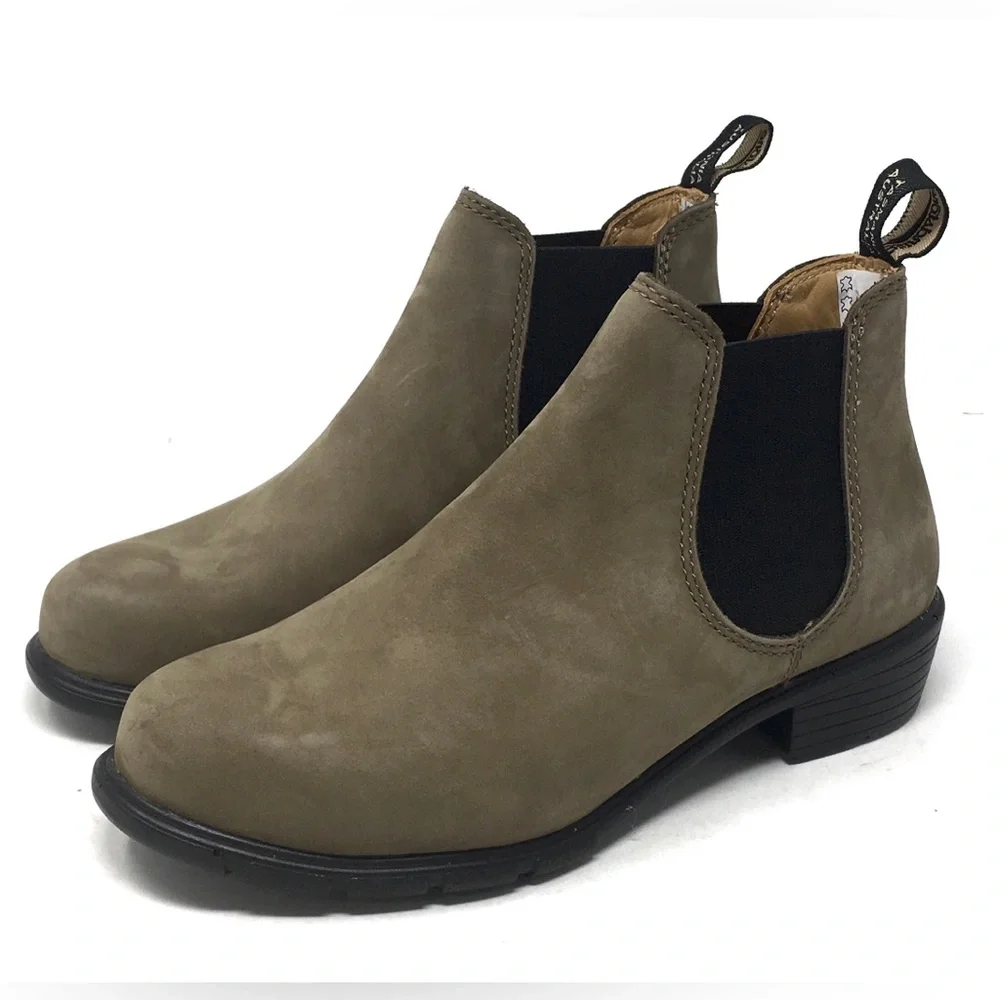 Blundstone 1974 Ankle Suede Leather Stone Nubuck Heeled Chelsea Boots US 7 - Picture 6 of 16